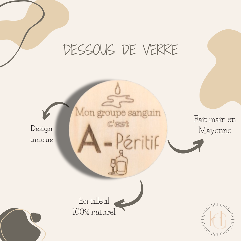 Dessous de verre - Mon groupe sanguin c'est A-péritif