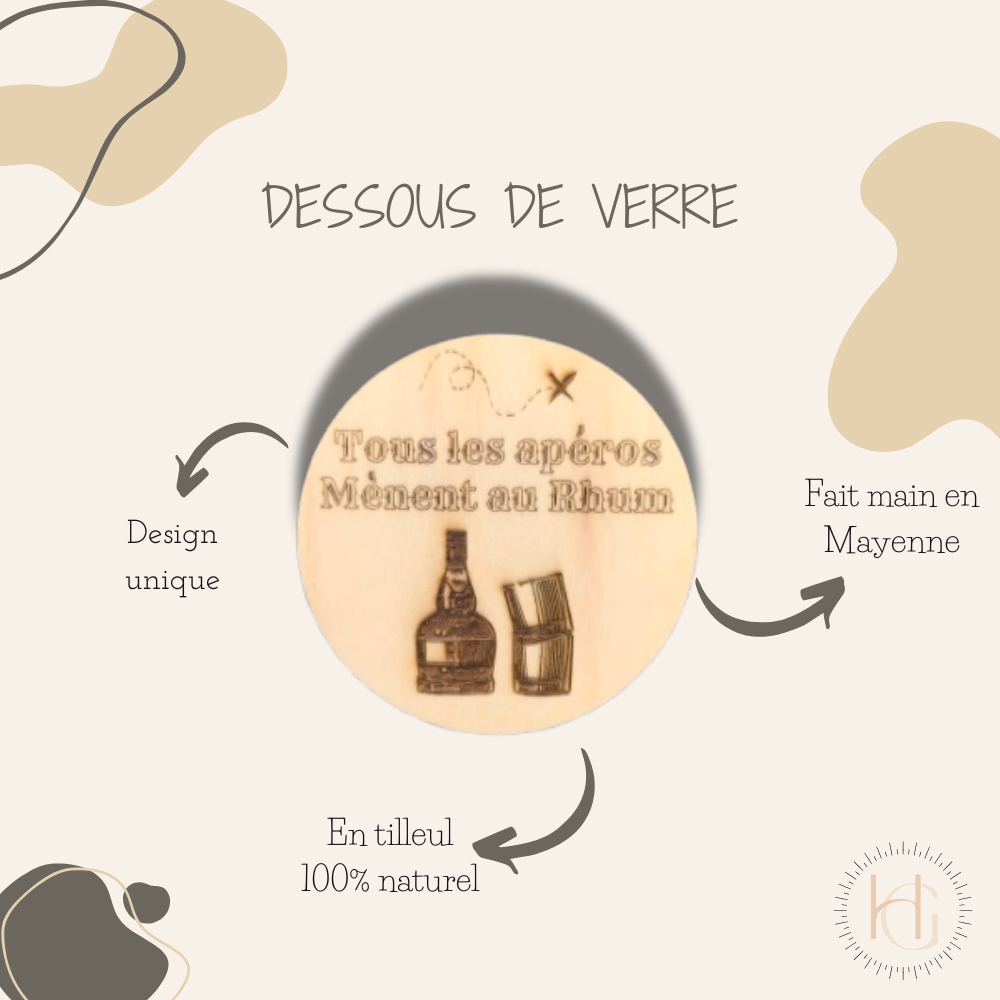 Dessous de verre - Tous les apéros mènent au rhum