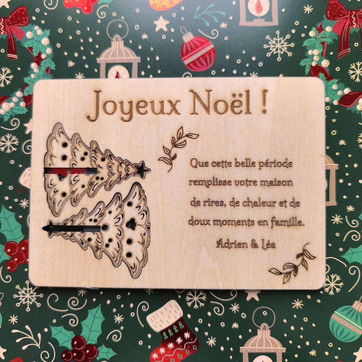 Carte postale - Décoration en sapin détachable