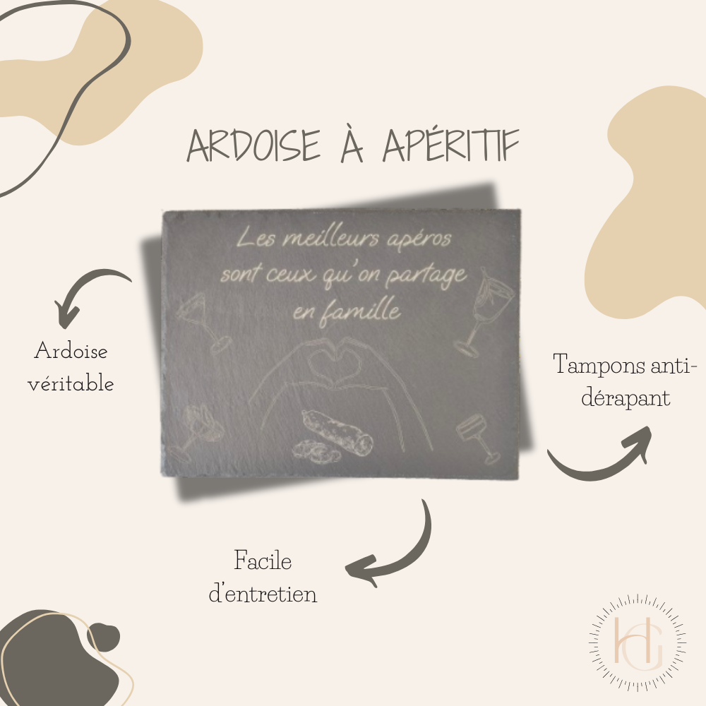 Ardoise à apéritif - "Les meilleurs apéro sont ceux qu'on partage en famille"