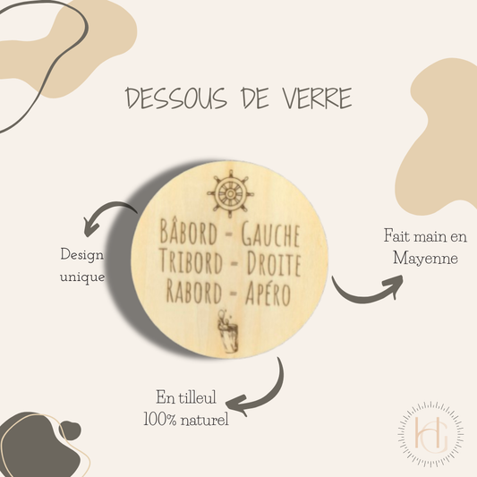 Dessous de verre - Bâbord = Gauche - Tribord = Droite - Rabord = Apéro